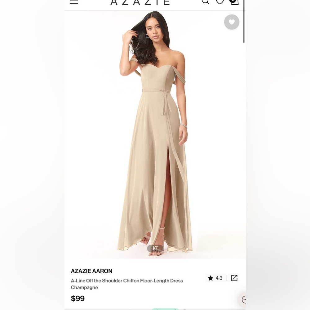 Azazie Aaron Dress in the color champagne